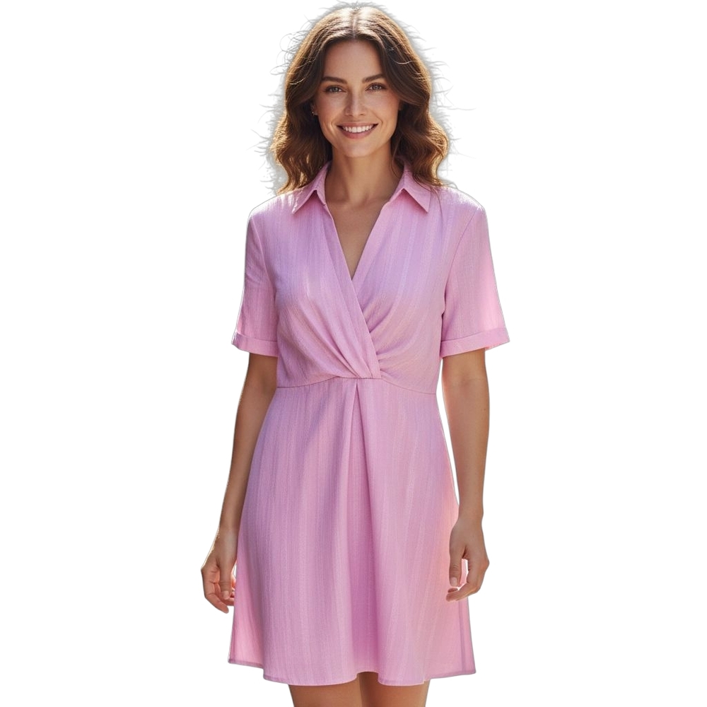 Hayden Lilac Short Sleeve Faux Wrap Dress